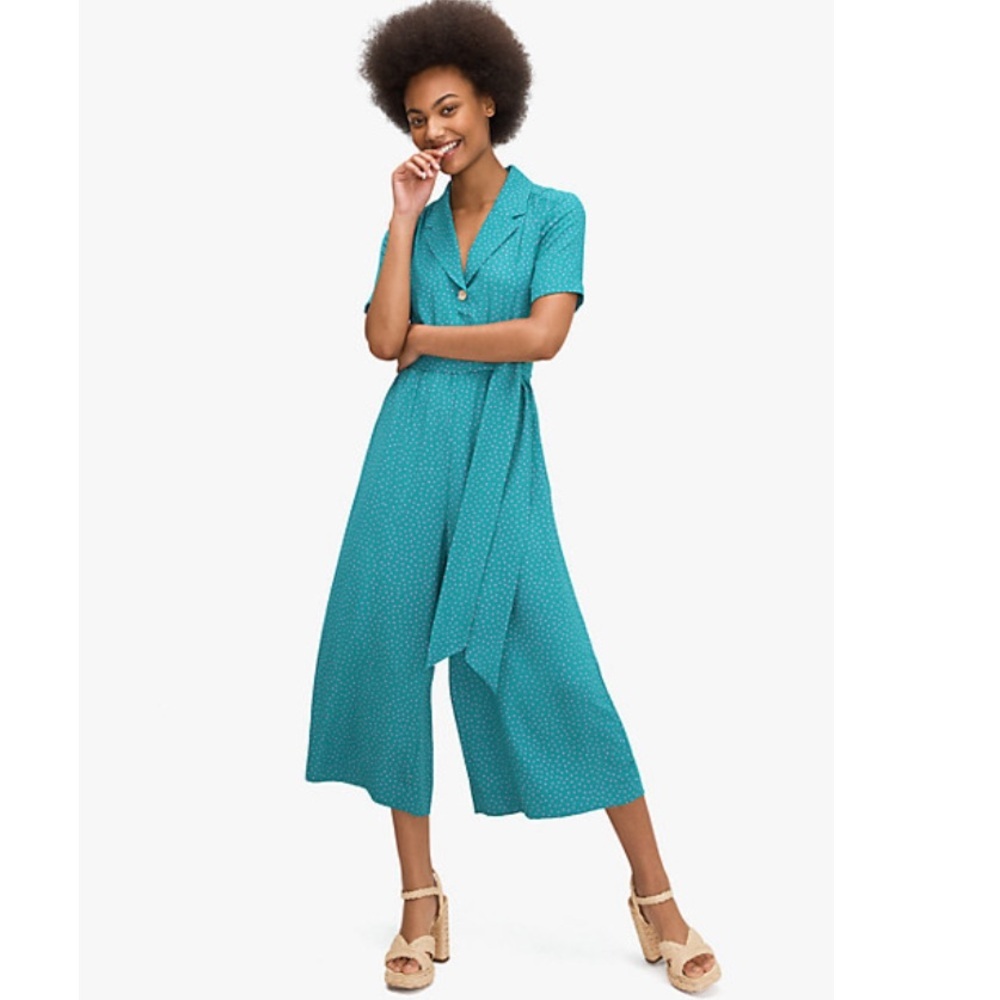 Kate Spade Poolside dot turquoise jumpsuit size 6